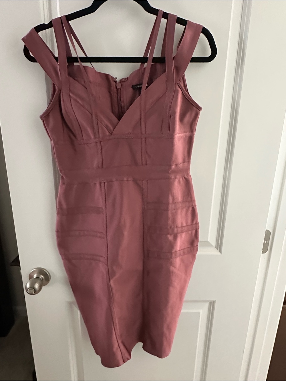 Fashion Nova Mauve Strappy Midi Bodycon Dress